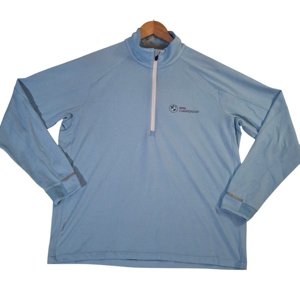 Zero Restriction BMW Championship Mens Large 1/4 Zip Golf Pullover Light Blue